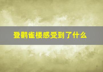 登鹳雀楼感受到了什么