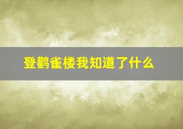 登鹳雀楼我知道了什么