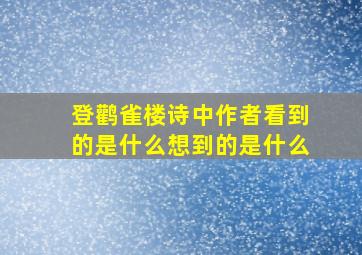 登鹳雀楼诗中作者看到的是什么想到的是什么