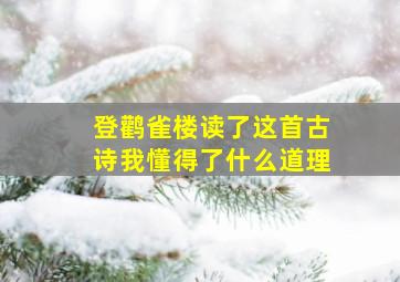 登鹳雀楼读了这首古诗我懂得了什么道理