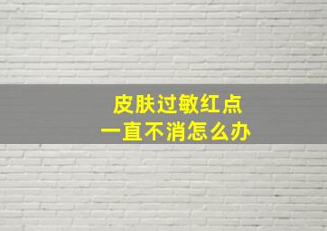 皮肤过敏红点一直不消怎么办