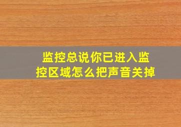 监控总说你已进入监控区域怎么把声音关掉