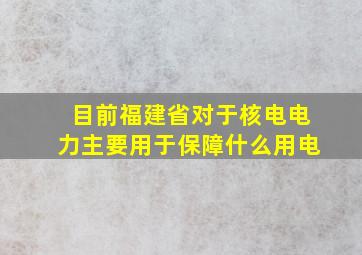 目前福建省对于核电电力主要用于保障什么用电