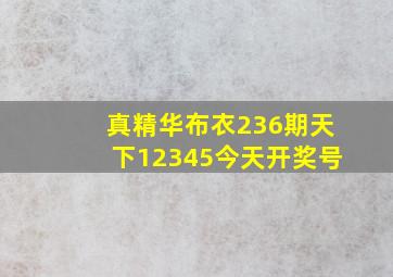 真精华布衣236期天下12345今天开奖号