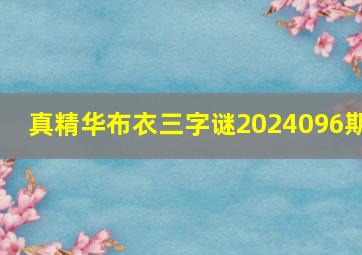 真精华布衣三字谜2024096期