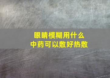 眼睛模糊用什么中药可以敷好热敷