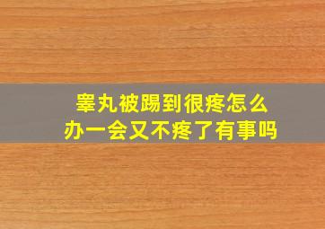 睾丸被踢到很疼怎么办一会又不疼了有事吗