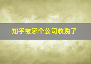 知乎被哪个公司收购了