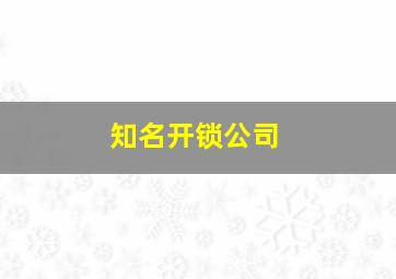 知名开锁公司