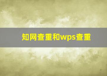 知网查重和wps查重