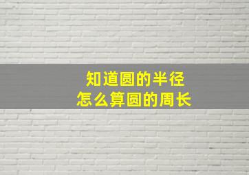 知道圆的半径怎么算圆的周长