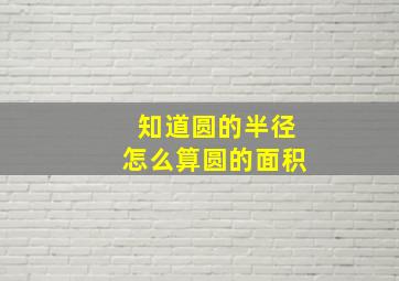 知道圆的半径怎么算圆的面积