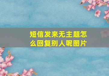 短信发来无主题怎么回复别人呢图片