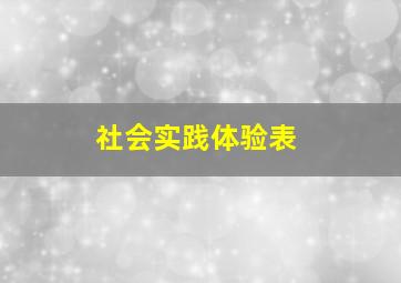 社会实践体验表