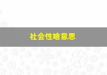 社会性啥意思