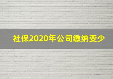 社保2020年公司缴纳变少