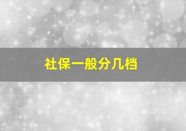 社保一般分几档