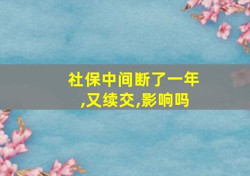 社保中间断了一年,又续交,影响吗