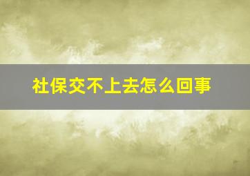 社保交不上去怎么回事