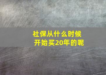 社保从什么时候开始买20年的呢