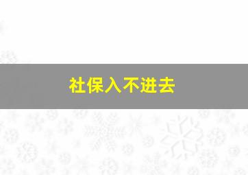 社保入不进去