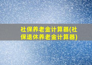 社保养老金计算器(社保退休养老金计算器)