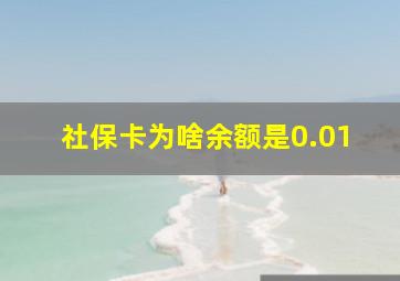 社保卡为啥余额是0.01