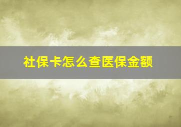 社保卡怎么查医保金额