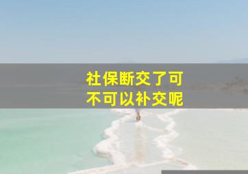 社保断交了可不可以补交呢