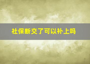 社保断交了可以补上吗