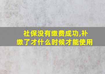 社保没有缴费成功,补缴了才什么时候才能使用