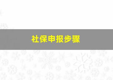 社保申报步骤