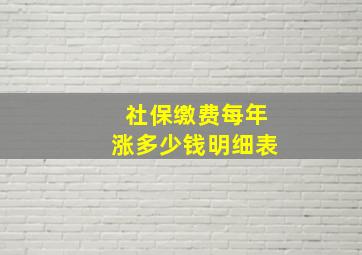 社保缴费每年涨多少钱明细表