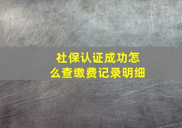 社保认证成功怎么查缴费记录明细