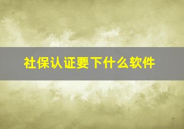 社保认证要下什么软件