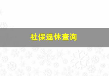 社保退休查询