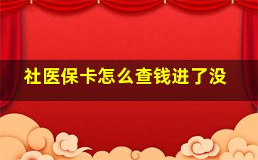 社医保卡怎么查钱进了没