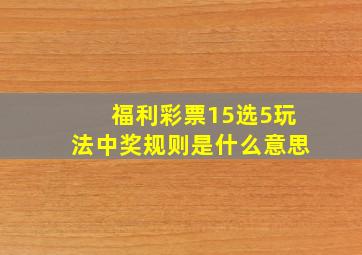 福利彩票15选5玩法中奖规则是什么意思