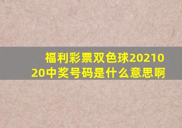 福利彩票双色球2021020中奖号码是什么意思啊