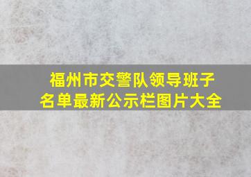 福州市交警队领导班子名单最新公示栏图片大全