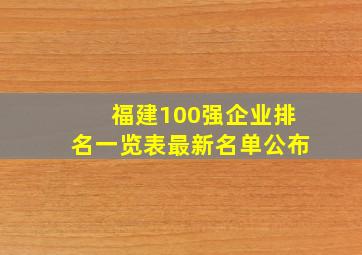 福建100强企业排名一览表最新名单公布