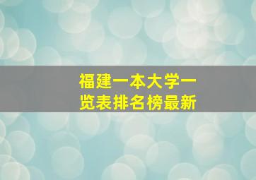 福建一本大学一览表排名榜最新