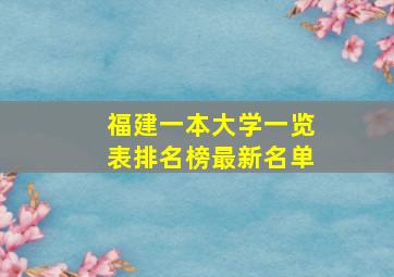 福建一本大学一览表排名榜最新名单