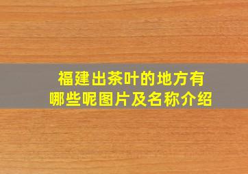 福建出茶叶的地方有哪些呢图片及名称介绍