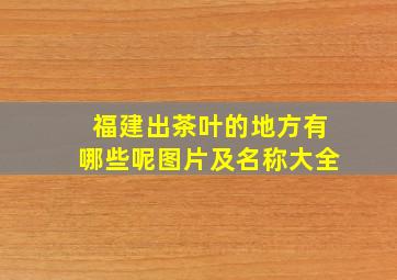 福建出茶叶的地方有哪些呢图片及名称大全