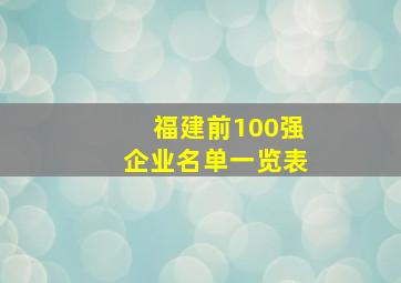 福建前100强企业名单一览表