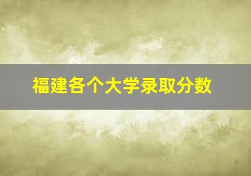 福建各个大学录取分数