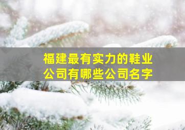 福建最有实力的鞋业公司有哪些公司名字