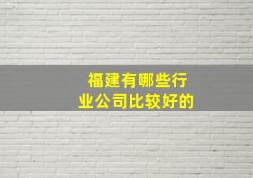 福建有哪些行业公司比较好的