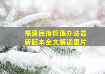 福建民宿管理办法最新版本全文解读图片